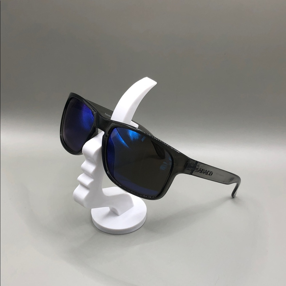 Abaco Dockside Polarized Square Sunglasses Crystal Grey Blue Mirror